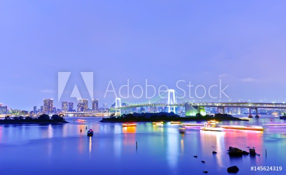 Picture of View of the Tokyo Bay and Rainbow Bridge at night in Tokyo